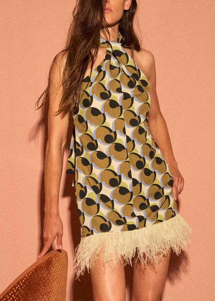 Tassel Mid Patchwork Stylish Dress Print Geometric Cotton FashionChic