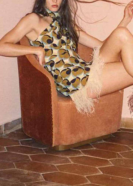 Tassel Mid Patchwork Stylish Dress Print Geometric Cotton FashionChic