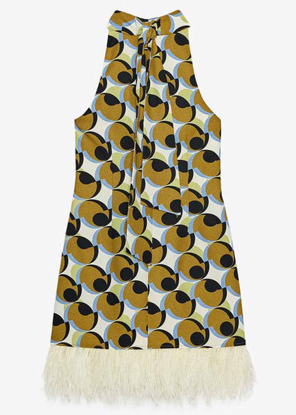 Tassel Mid Patchwork Stylish Dress Print Geometric Cotton FashionChic