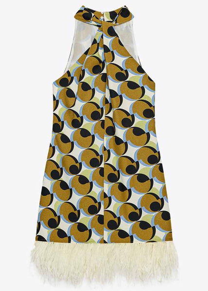 Tassel Mid Patchwork Stylish Dress Print Geometric Cotton FashionChic