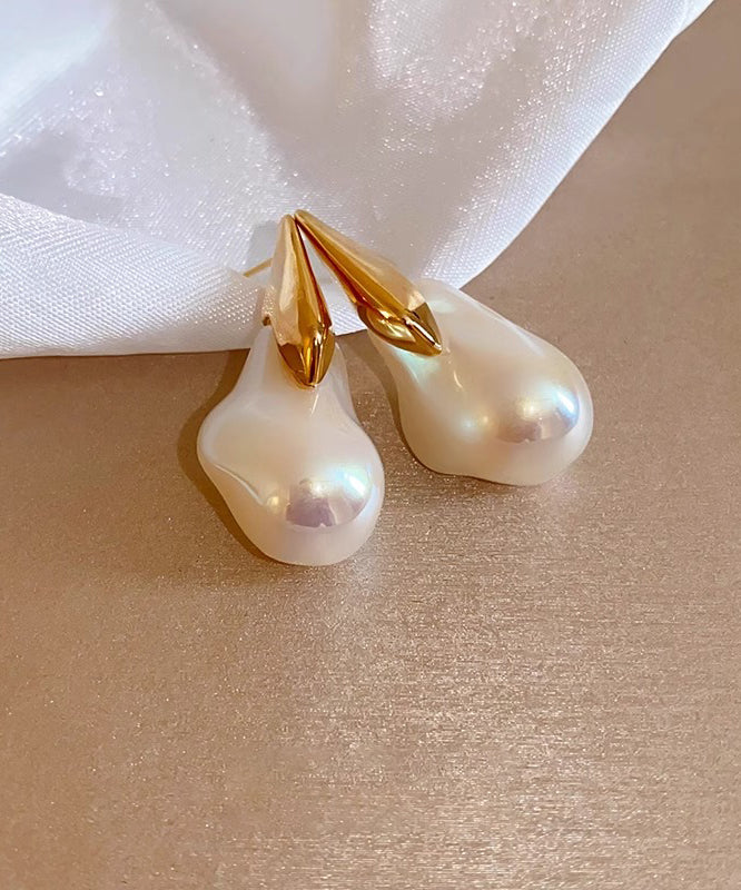 Stylish Gold Alloy Asymmetric Pearl Stud Earrings RG015 ABC