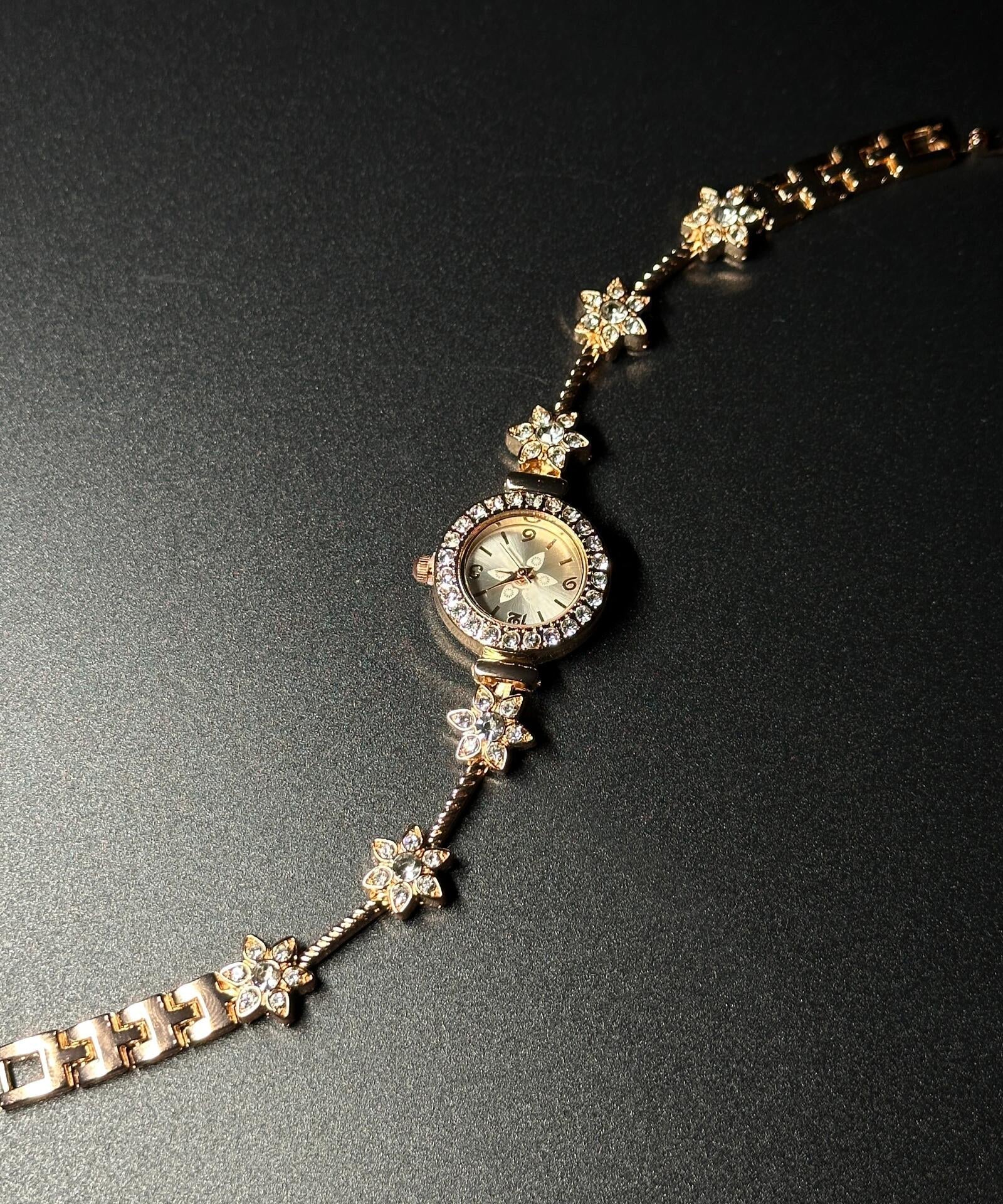 Watches Floral Glass Organic Gold Alloy Stylish Zircon FashionChic