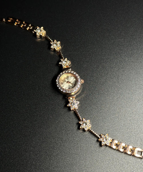 Watches Floral Glass Organic Gold Alloy Stylish Zircon FashionChic