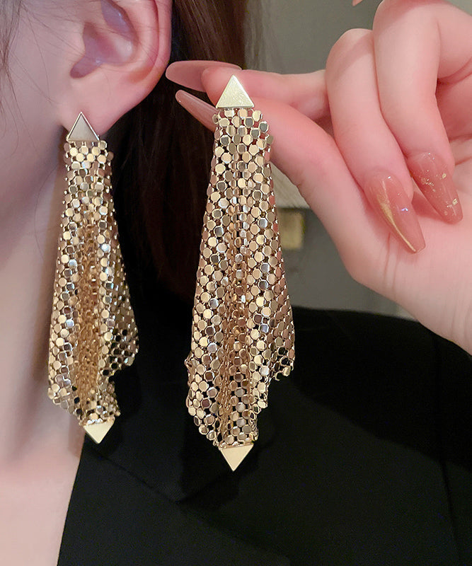 Stylish Gold Alloy Zircon Triangle Cube Drop Earrings WQ016 JEW-EAR241102