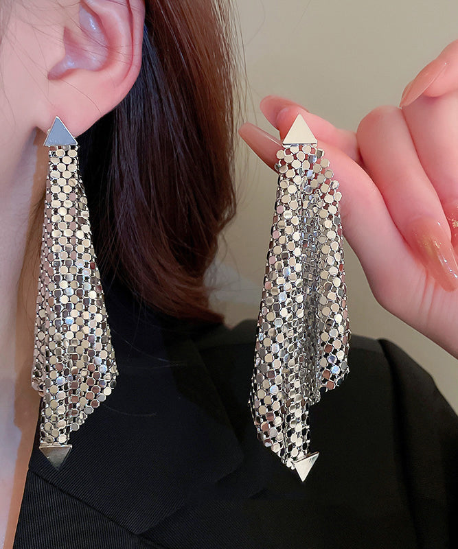 Stylish Gold Alloy Zircon Triangle Cube Drop Earrings WQ016 JEW-EAR241102