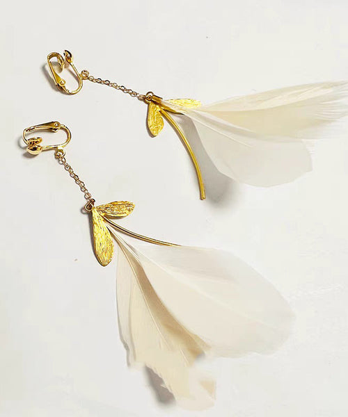 Drop Copper Earrings Gold Stylish Overgild Feather FashionChic