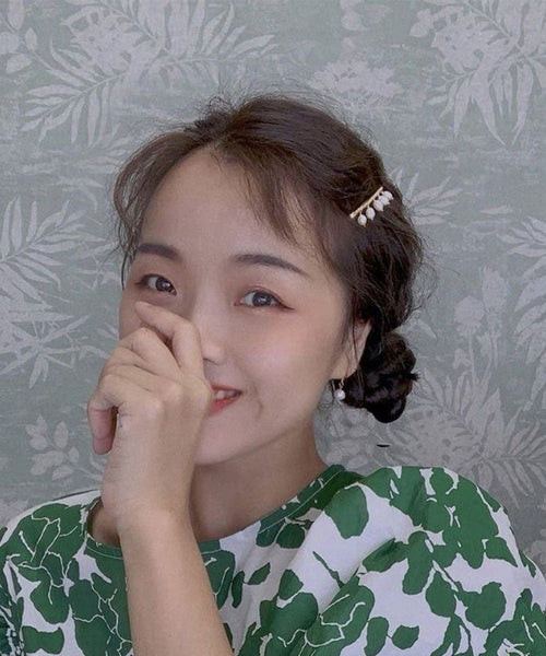 Stylish Gold Pearl Drop Copper Water Overgild Hairpin Tassel FashionChic