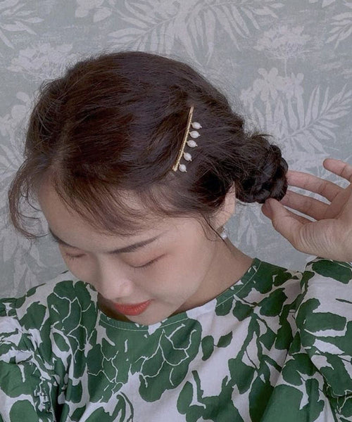 Stylish Gold Pearl Drop Copper Water Overgild Hairpin Tassel FashionChic