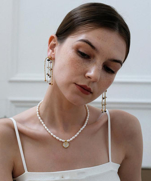 Rainbow Earrings Copper Stone Stylish Tassel Gold Drop FashionChic