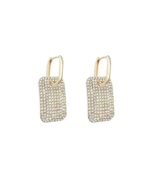 Hoop Earrings Square Stylish Gold Copper Zircon FashionChic