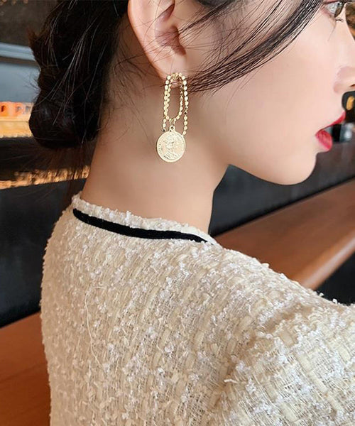 Asymmetrica Srerling Alloy Pearl Silver Hoop Stylish Gold FashionChic