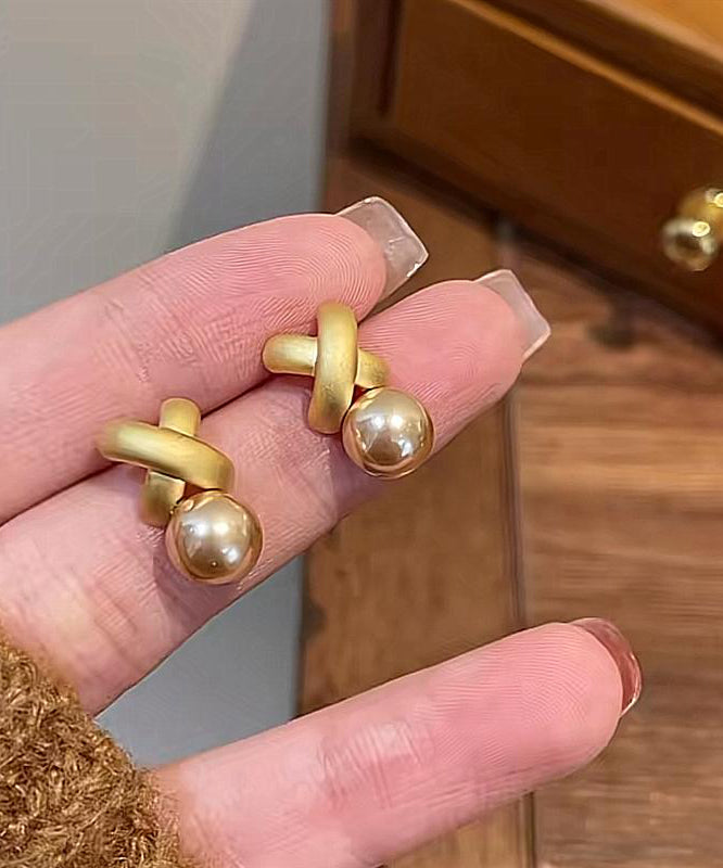 Stud Stylish Pearl Silver Overgild Gold Earrings Sterling FashionChic