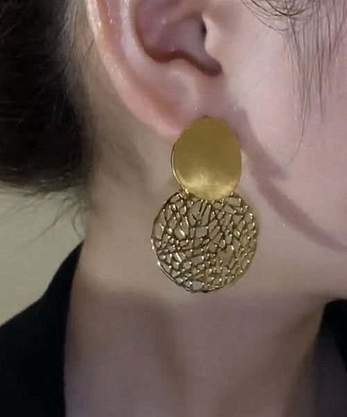 Stylish Sterling Overgild Out Sequined Drop Gold Silver Hollow FashionChic