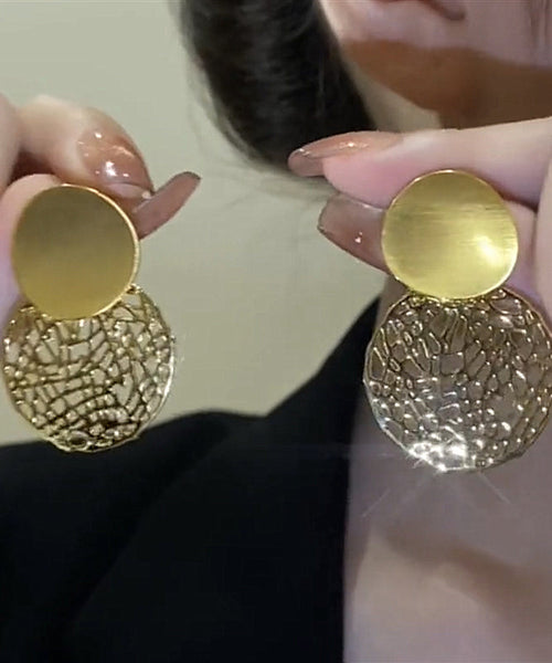 Stylish Sterling Overgild Out Sequined Drop Gold Silver Hollow FashionChic