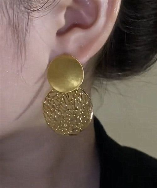 Stylish Sterling Overgild Out Sequined Drop Gold Silver Hollow FashionChic