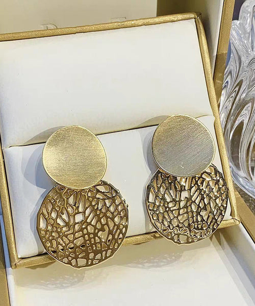 Stylish Sterling Overgild Out Sequined Drop Gold Silver Hollow FashionChic