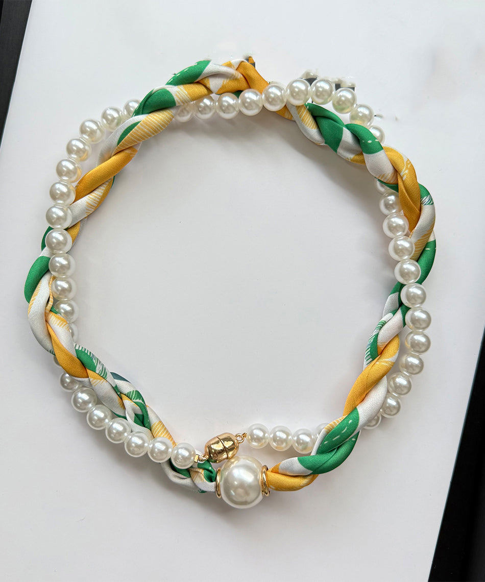 Green Beading Pearl Bracelet Alloy Stylish Silk FashionChic