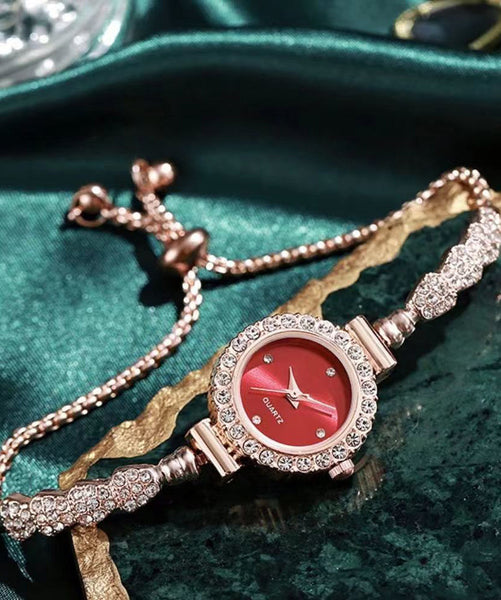 Stylish Green Alloy Zircon Watches Quartz Movement FashionChic