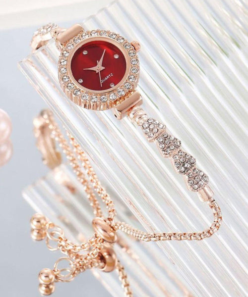 Stylish Green Alloy Zircon Watches Quartz Movement FashionChic