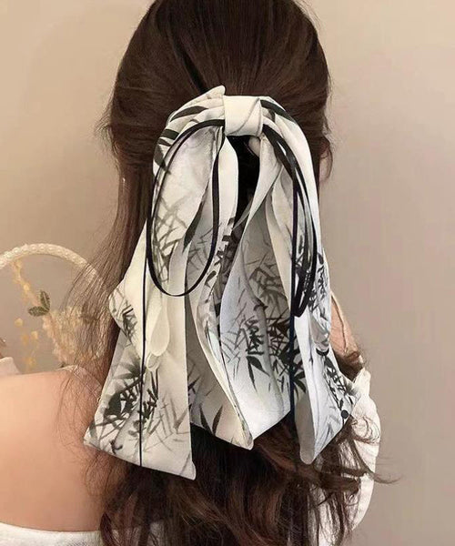 Hairpin Tassel Cloth Print Stylish Green Bow FashionChic
