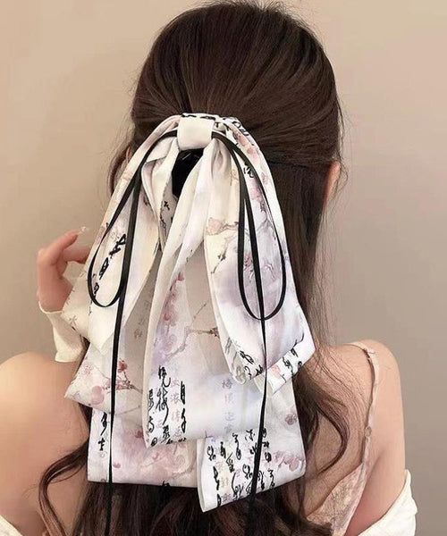 Hairpin Tassel Cloth Print Stylish Green Bow FashionChic