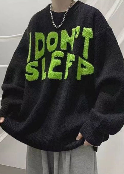 Stylish Green O Neck Letter Cozy Knit Men Sweaters Winter QF027 MENSW241016