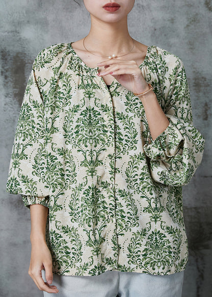 Stylish Green Oversized Print Chiffon Shirt Top Spring AL1016 Genistyle Shop