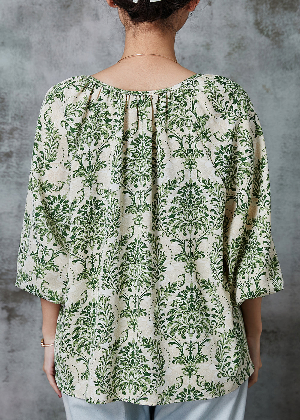 Stylish Green Oversized Print Chiffon Shirt Top Spring AL1016 Genistyle Shop