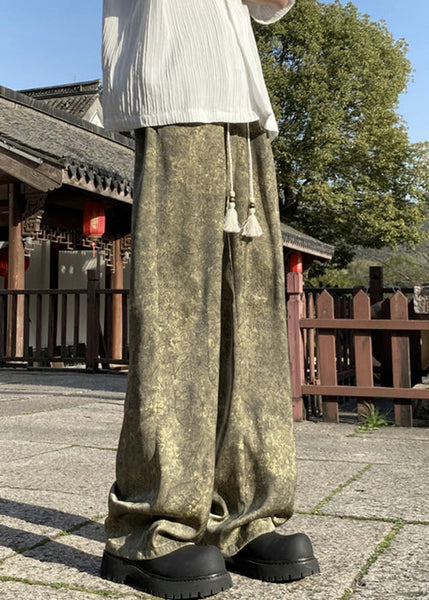 Elastic Summer Green Men Pants Print Silk Waist Stylish FashionChic