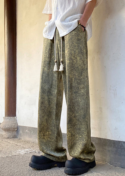 Elastic Summer Green Men Pants Print Silk Waist Stylish FashionChic