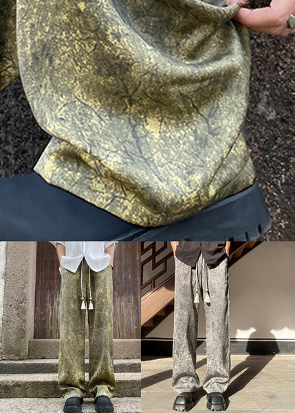 Elastic Summer Green Men Pants Print Silk Waist Stylish FashionChic