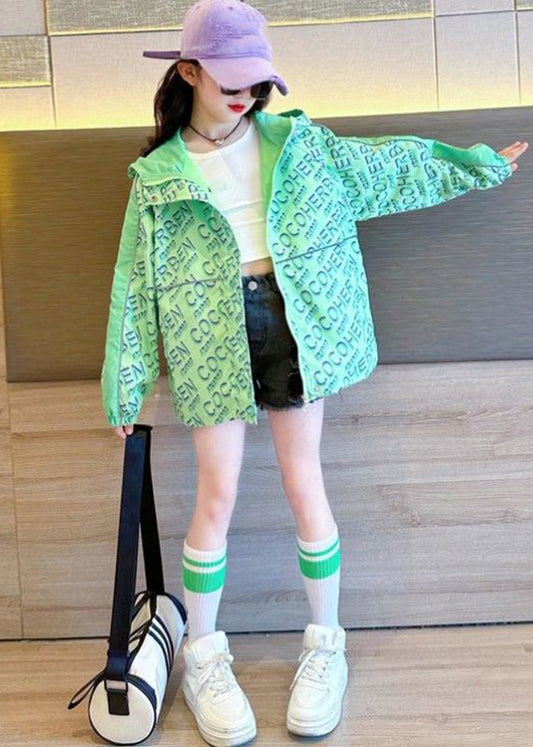 Stylish Green Print Patchwork Girls Hooded Coat Fall QV048 MM-RCTZCGTS241026