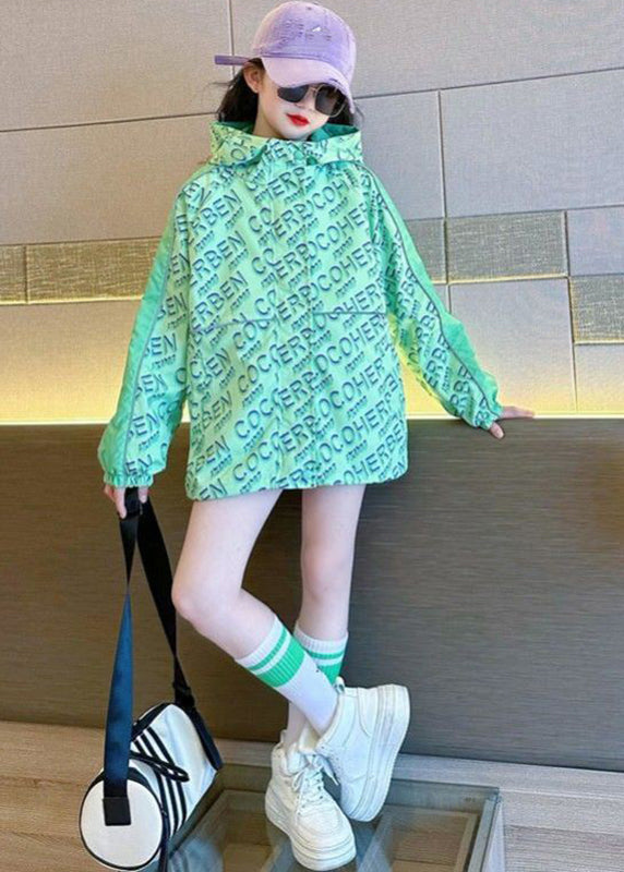 Stylish Green Print Patchwork Girls Hooded Coat Fall QV048 MM-RCTZCGTS241026