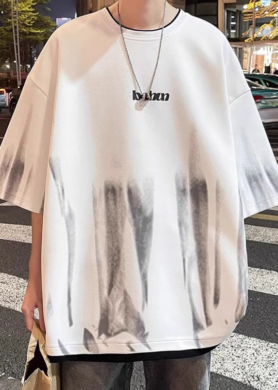 Shirts Mens Green Patchwork Tie Cotton Half Sleeve Stylish T Dye FashionChic