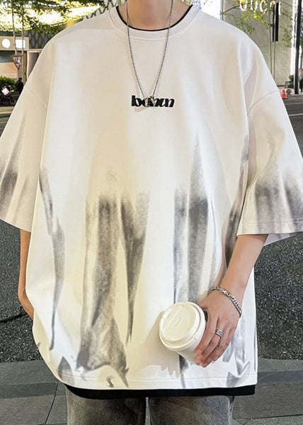 Shirts Mens Green Patchwork Tie Cotton Half Sleeve Stylish T Dye FashionChic