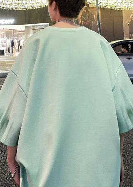 Shirts Mens Green Patchwork Tie Cotton Half Sleeve Stylish T Dye FashionChic