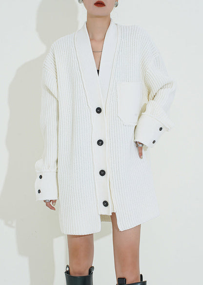 Stylish Green V Neck Button Patchwork Woolen Cardigan Fall WN038 ABC