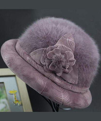 Stylish Grey Floral The Rabbit Woolen Bucket Hat RB051 ABC