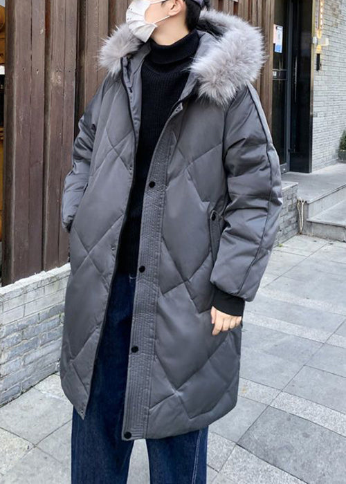 Stylish Grey Fur Collar Pockets Duck Down Men Down Coats Winter RJ015 ABC