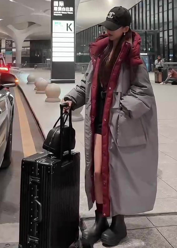 Stylish Grey Oversized Patchwork Duck Down Down Wear On Both Sides Trench Winter YO002 ABC