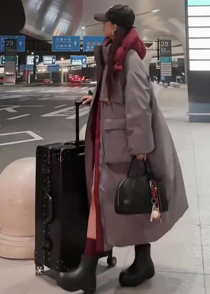 Stylish Grey Oversized Patchwork Duck Down Down Wear On Both Sides Trench Winter YO002 ABC