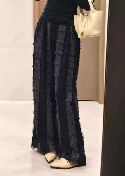 Cotton Pants Striped Tasseled Fall Stylish Grey FashionChic