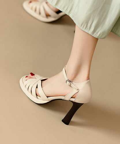 Hollow Heel Strap Faux Out Buckle Stylish Sandals High Black FashionChic