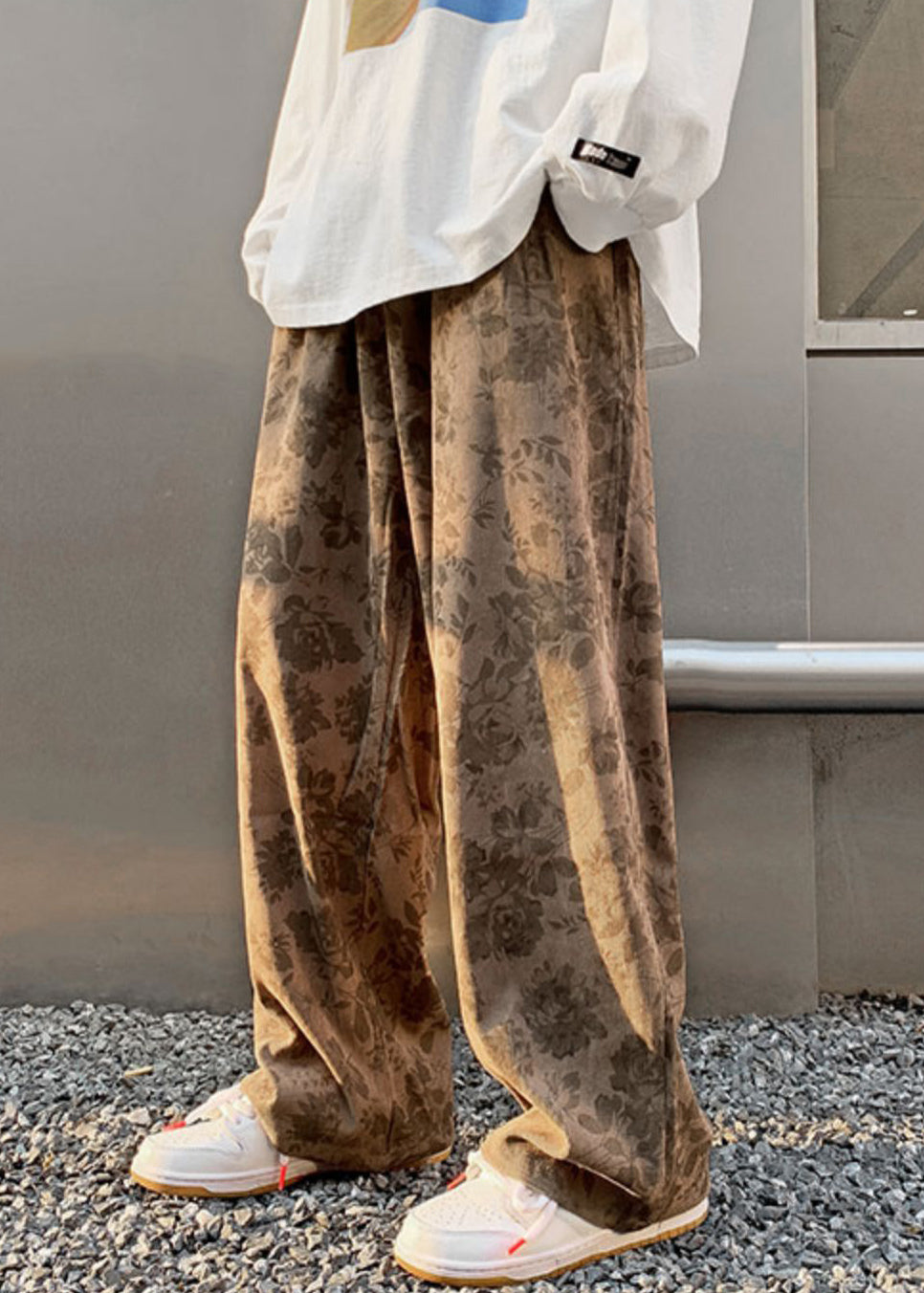 Stylish Print Waist Corduroy Pants Mens Khaki Elastic FashionChic