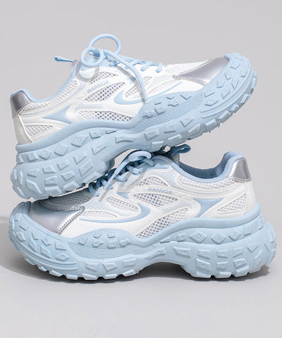Breathable Sport Mesh Splicing Stylish Platform Blue Lace Up FashionChic