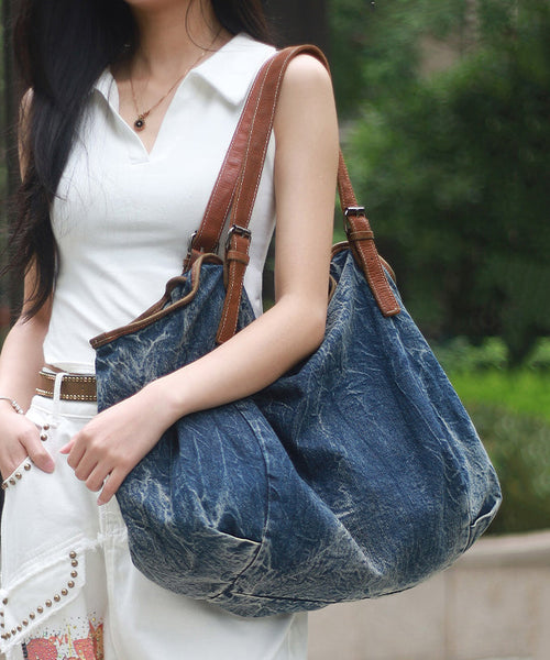 Stylish Large Capacity Blue Denim Satchel Bag Handbag MM059 Bag-BGS240620