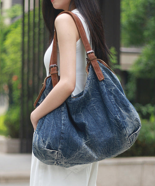 Stylish Large Capacity Blue Denim Satchel Bag Handbag MM059 Bag-BGS240620