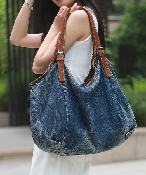 Stylish Large Capacity Blue Denim Satchel Bag Handbag MM059 Bag-BGS240620