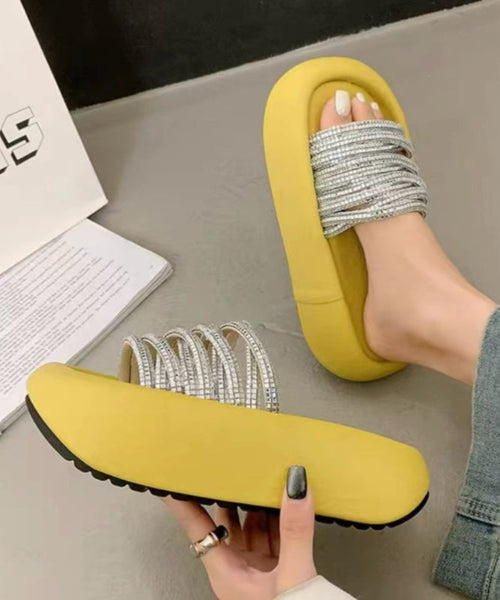 Zircon Peep Platform Slide Leopard Toe Stylish Sandals FashionChic