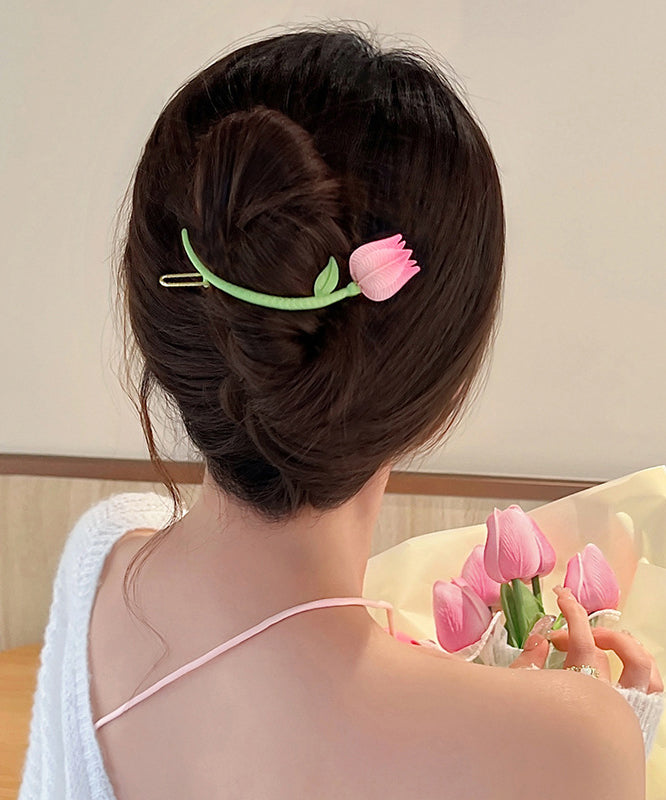 Stylish Light Green Alloy Tulip Arc-Shaped Hairpin WO018 JEW-HAI241109